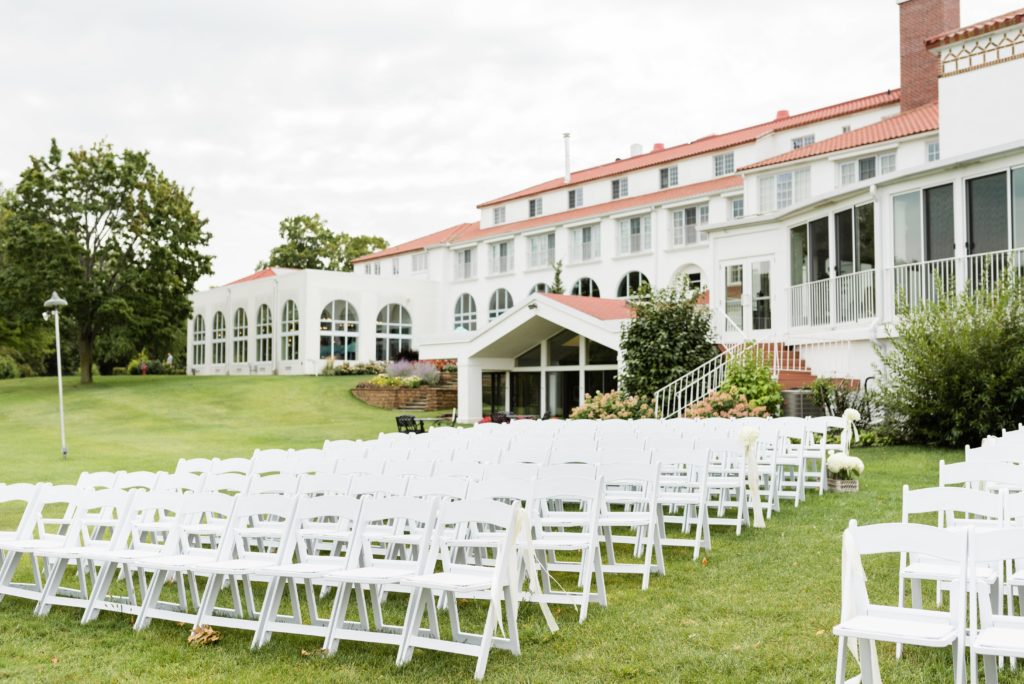 Outdoor wedding setup at the Lafayette Club.