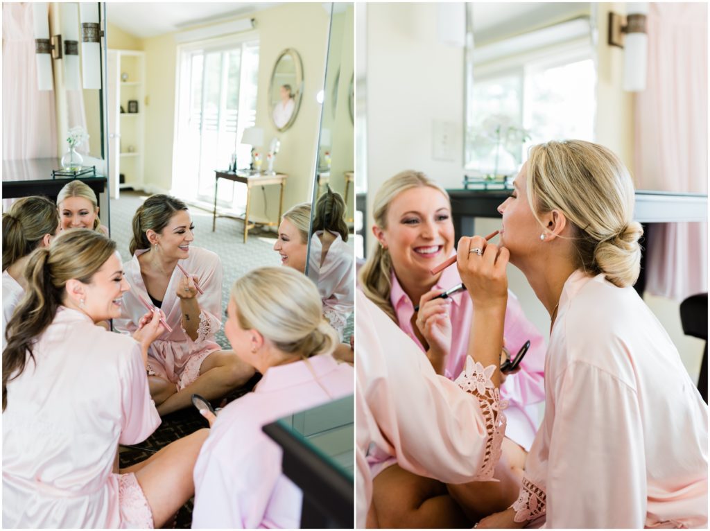 Bridesmaids getting ready at the Lafayette Club.