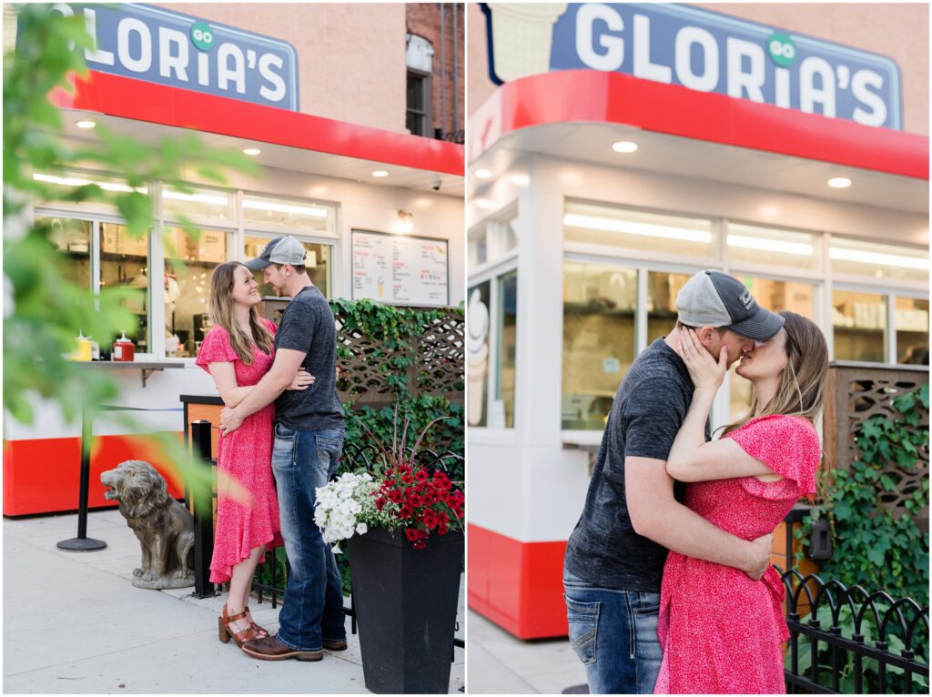 Couple in front of Gloria's Ice Cream in Stillwater, MN.