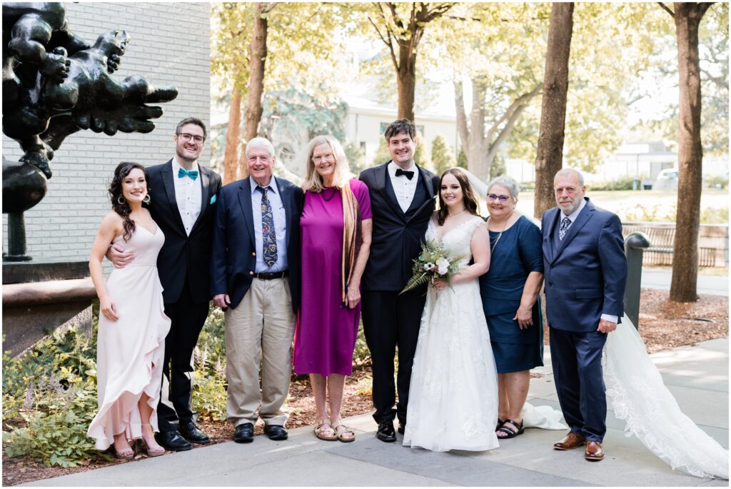 Bride and groom and immediate families. 