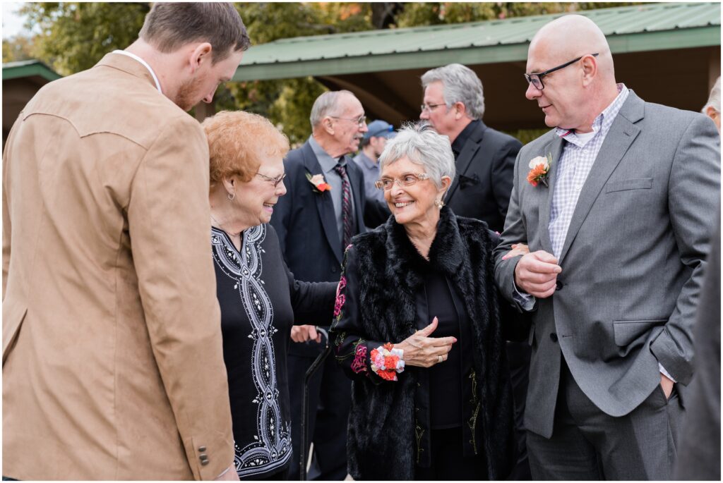 Grandmas from two different families meeting for the first time at a wedding. 
